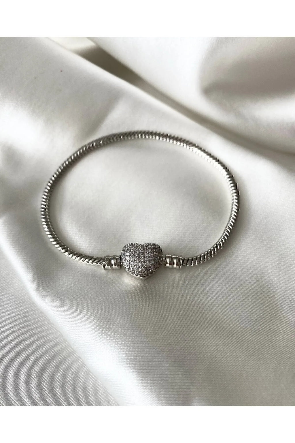 Silver Kalp Model Charm Pandora Çelik Bileklik